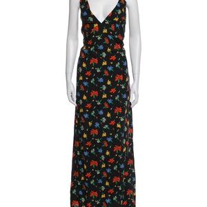 Capulet Odille Floral Side-Slit Maxi Dress Deep V Spaghetti Strap Small